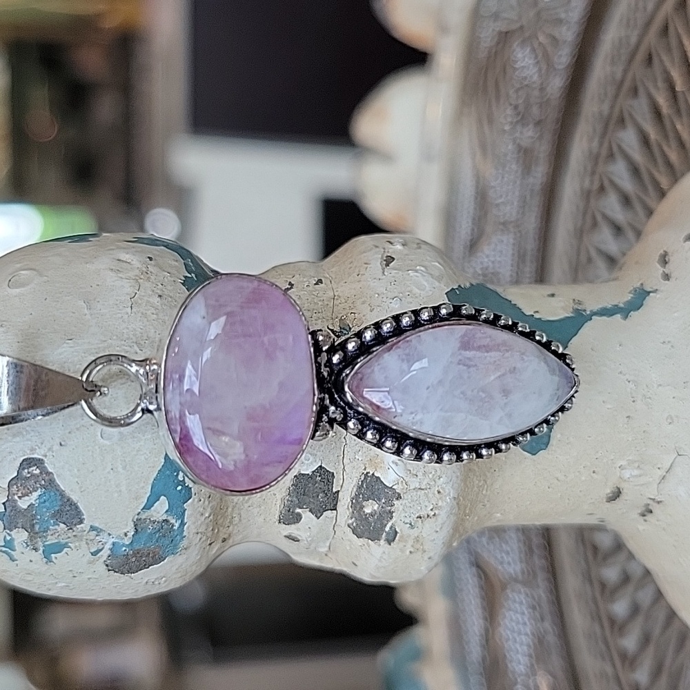 Pink and White Moonstone Pendant